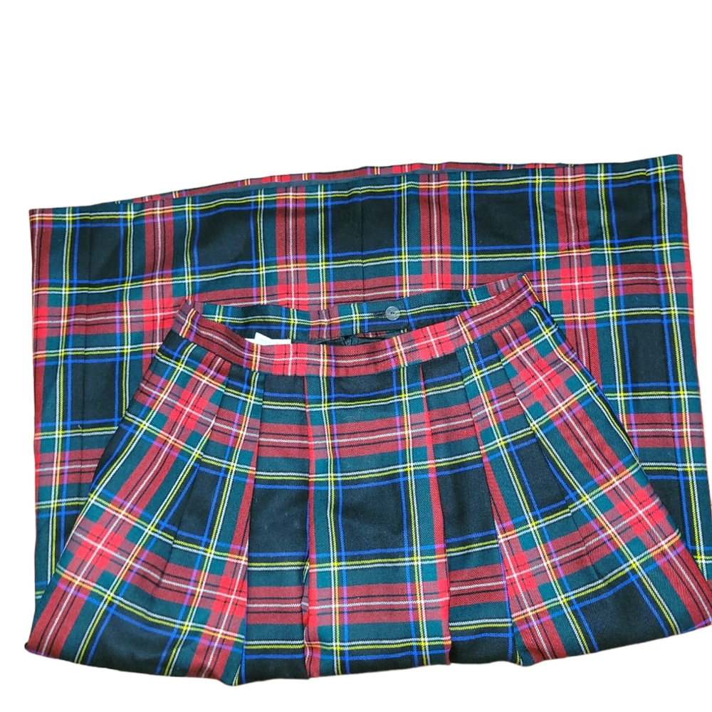 Vintage Women's Lands' End Tartan Wool Skirt SIZE 14